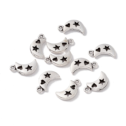 Tibetan Style Alloy Pendants, Moon with Star & Heart