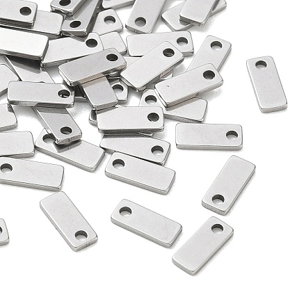 304 breloques rectangulaires en acier inoxydable, rallonge de chaîne goutte, estampillage d'une étiquette vierge