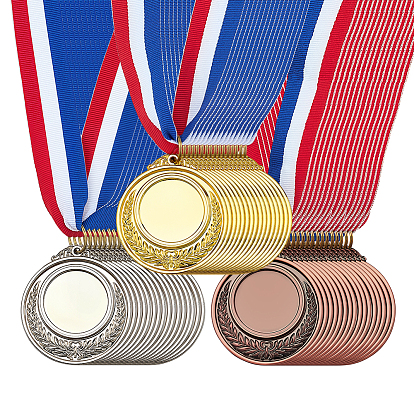 48шт. 3 цветные металлические медали, с ремешком из полиэстера