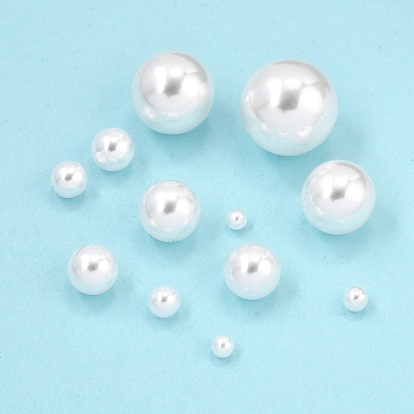 Пластиковые жемчужные бисера, круглые, половину отверстия