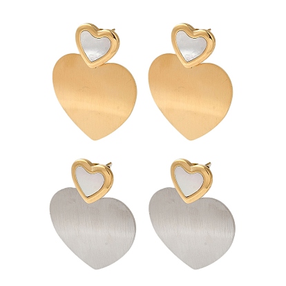 Женские серьги-гвоздики из нержавеющей стали, с оболочкой, сердце
