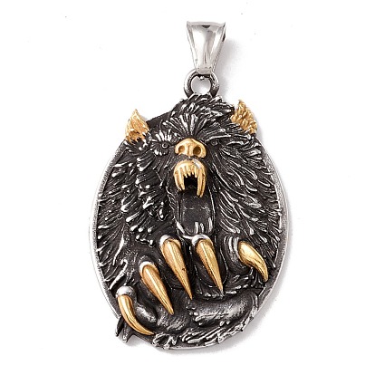 304 Stainless Steel Pendants, Ion Plating(IP), Oval