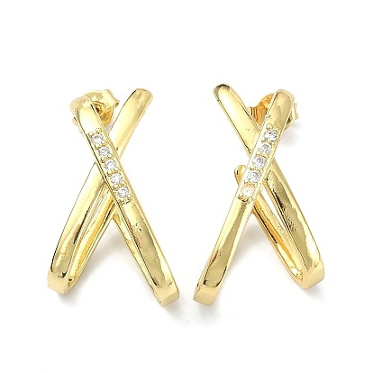 Ohrstecker mit klarem Zirkonia, Buchstabe x, Messingschmuck für Damen