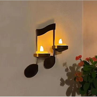 Iron Art Wall Mounted Candle Holders, Musical Note Candlesticks