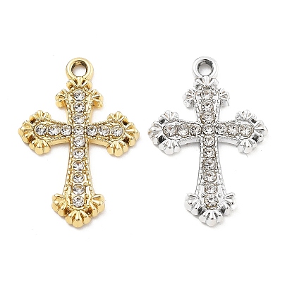 Подвески из сплава и страза, УФ-покрытием, крестик