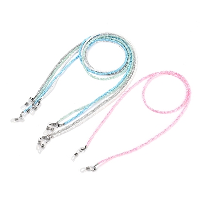 Цепочки для очков, шейный ремешок для очков, с бусинами из цейлонского стекла, 304 нержавеющая сталь застежка когтя омара, латунные бусины и резиновые концы петель