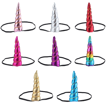 8 шт. 8 цветная эластичная повязка на голову с изображением рога единорога, аксессуары для волос для детского косплея вечеринка с единорогом