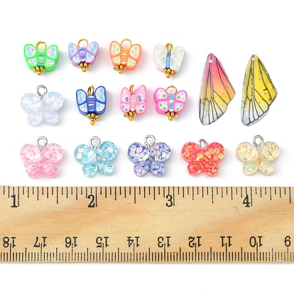DIY Pendant Jewelry Making Finding Kit, Includign Resin Pendants Sets, Including Transparent Resin & Polymer Clay Charms, Butterfly & Wings