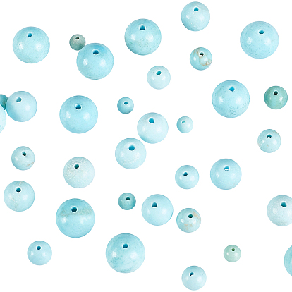 120Pcs 4 Style Natural Howlite Beads, Dyed & Heated, Round