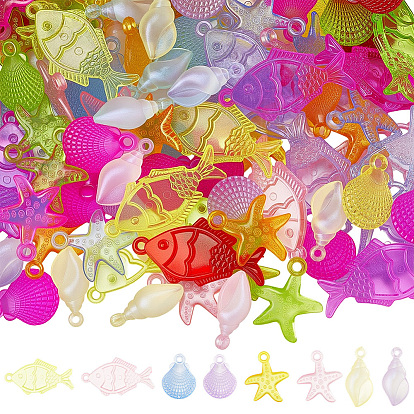 120 шт 4 стиль прозрачные акриловые подвески, разнообразные, океанские темы