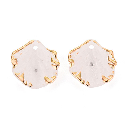 Подвески из матового пластика в виде лепестков, золотисто-серебряный металл с инкрустацией