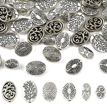 60Pcs 6 Styles Tibetan Style Alloy Beads, Oval