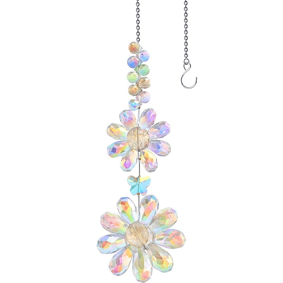 Стеклянные ловцы солнца, подвесные цветочные украшения, создатель радуги, для украшения сада и дома