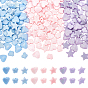 180Pcs 9 Style Opaque Acrylic Beads, with Glitter Powder, Heart