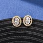 Серьги-гвоздики из латуни с микропаве из кубического циркония для женщин, овальные