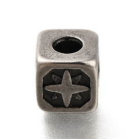 304 Stainless Steel Beads, Cube with Star