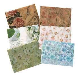 Stationery Paper & Envelopes, Rectangle with Flower Pattern, with Sticker