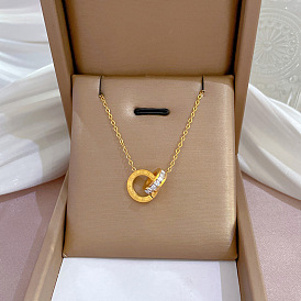 Minimalist Gold Necklace with Double Rings - Elegant, Delicate, Neckline Accessory.
