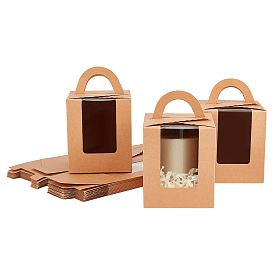 Элитные бумажные коробки для кексов pandahall, переносные подарочные коробки, с ручкой оконных вставок, для свадебных конфет, квадратный