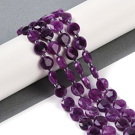 Natural Sugilite Beads Strands, Faceted Pentagonal Cut, Flat Round, with Seed Beads