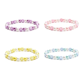 Bracelet extensible en perles de verre et coeur acrylique pour femme