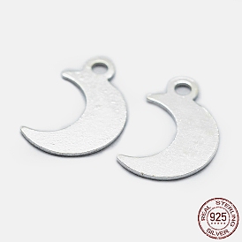 925 Sterling Silver Charms, Moon, with S925 Stamp