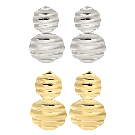 304 Stainless Steel Stud Earrings for Women, Flat Round with Ripple