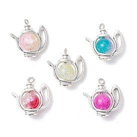 Заварочный чайник для выпечки расписные стеклянные подвески с трещинами, с железной петлей и рамами из сплава