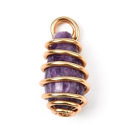 Natural Charoite Pendants, with Real 18K Gold Plated Brass Findings, Teardrop