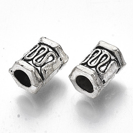 Tibetan Style Alloy European Beads, Large Hole Beads, Cadmium Free & Lead Free, Column with Pattern