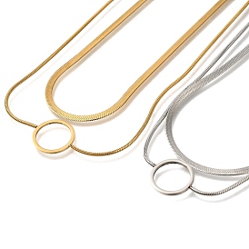 201 двухслойные ожерелья из нержавеющей стали в виде змейки, ожерелья с подвесками и кольцами