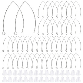 200 шт. 304 крючки для серег из нержавеющей стали, маркиза ушная проволока, с 200 пластиковыми ушными гайками