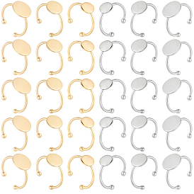 30 шт. 6 стили регулируются 304 компоненты колец из нержавеющей стали, латунная фурнитура платформы для кольца, плоско-круглые