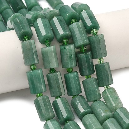 Естественный зеленый авантюрин бисер нитей, граненые, колонка, с бисером