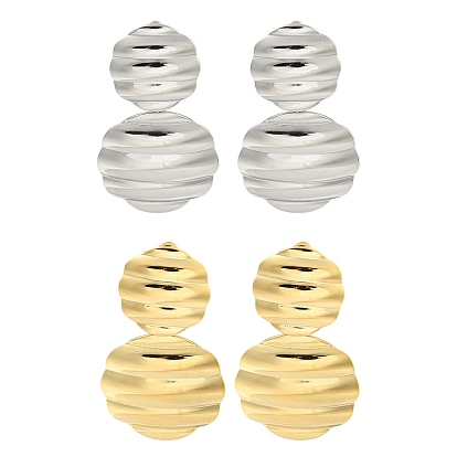 304 Stainless Steel Stud Earrings for Women, Flat Round with Ripple