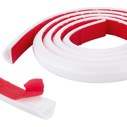TPE Collapsible Shower Threshold Water Dam, Self Adhesive Waterproof Strip for Bathroom and Kitchen