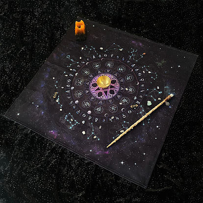 Velvet Fabric, Tarot Desk Fabric, Square with Star & Twelve Constellation Pattern