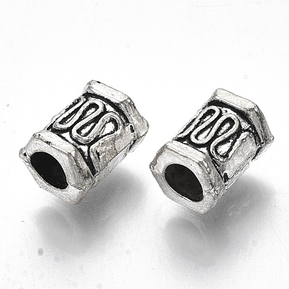 Tibetan Style Alloy European Beads, Large Hole Beads, Cadmium Free & Lead Free, Column with Pattern