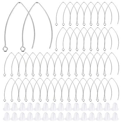 200 шт. 304 крючки для серег из нержавеющей стали, маркиза ушная проволока, с 200 пластиковыми ушными гайками