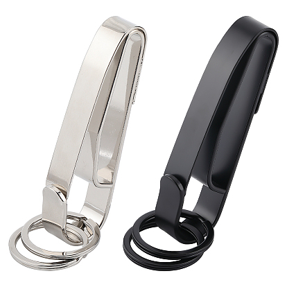 2 наборы 2 цвета брелок для ремня чип, 201 Брелок для ключей из нержавеющей стали с карабинами и съемным кольцом для ключей для мужчин