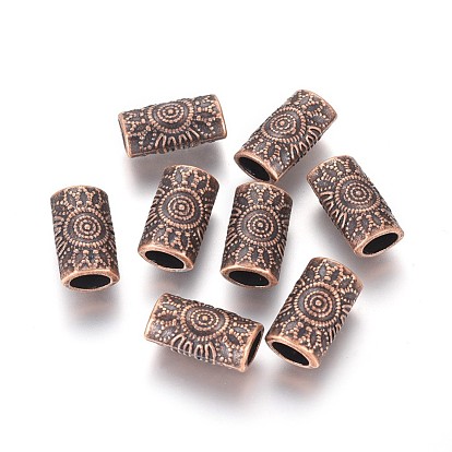 Perles en alliage de style tibétain, sans nickel, rectangle avec fleur