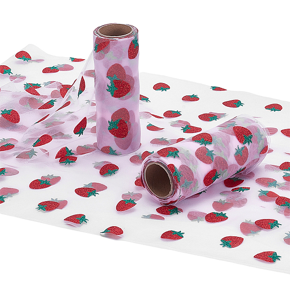 Gaze décorative en maille, Motif de fraises