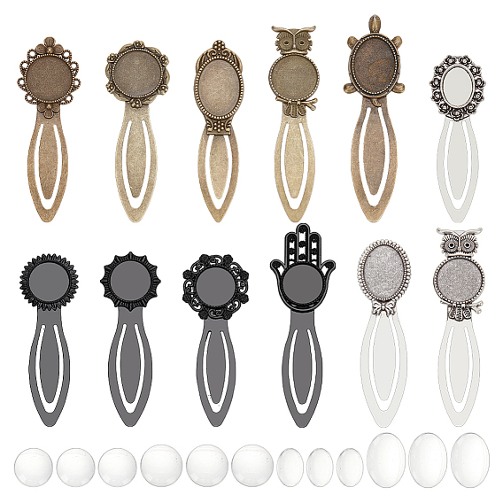 Набор ювелирных изделий diy, включая настройки кабошона из сплава и железа, Прозрачные стеклянные кабошоны