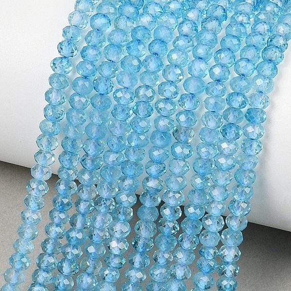 Натуральные бусы из голубого топаза нити, граненые, рондель