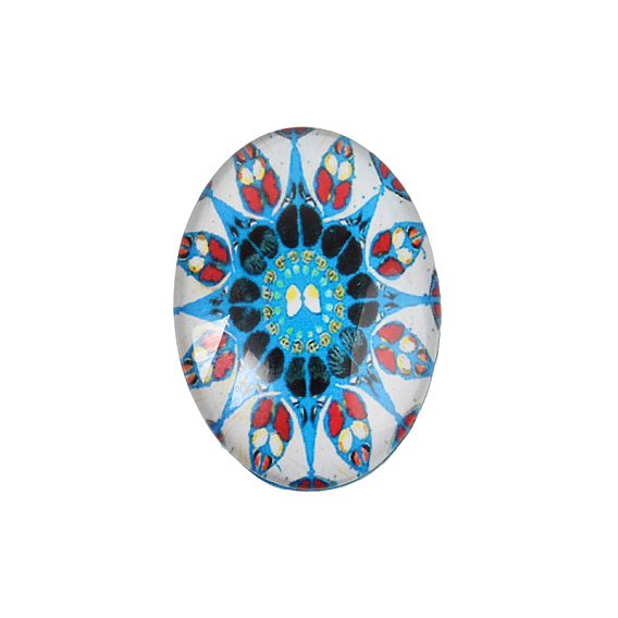 Geometric Flower Photo Glass Oval Cabochons