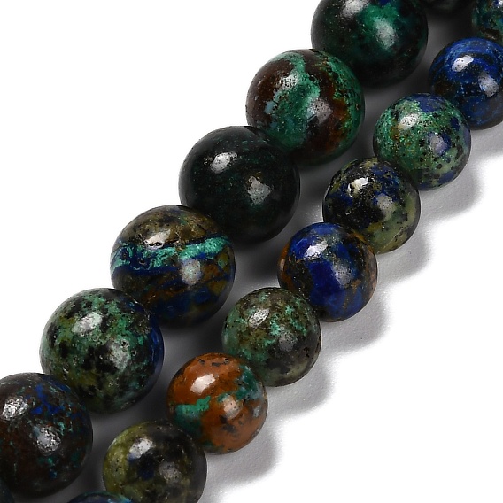 Натуральные нитки из бисера азурита, круглые