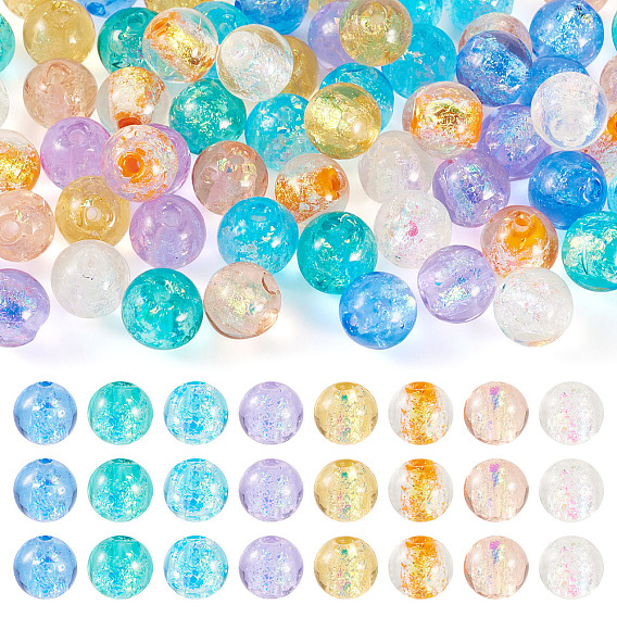 64 шт. 8 цвета фольгированные бусины ручной работы лэмпворк, круглые