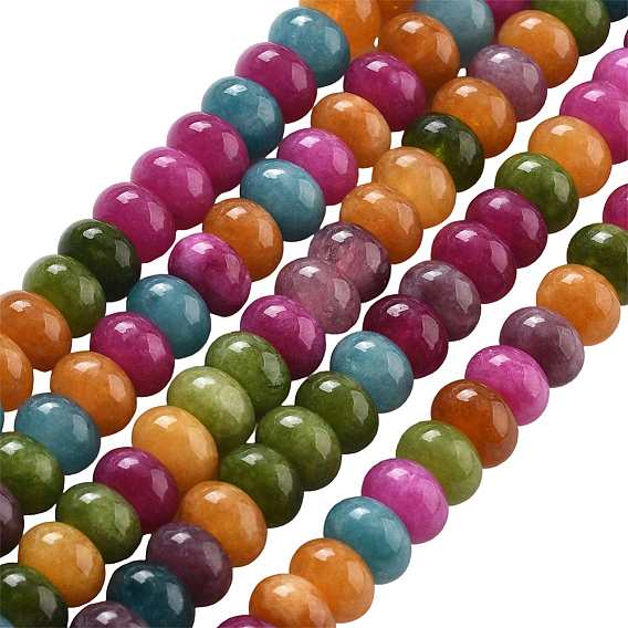 2 нити из натурального белого нефрита бусины нити, окрашенные, рондель