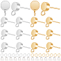 Brass Stud Earring Findings, with Jump Rings & Plastic Ear Nuts, with Loop