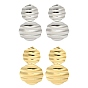 304 Stainless Steel Stud Earrings for Women, Flat Round with Ripple